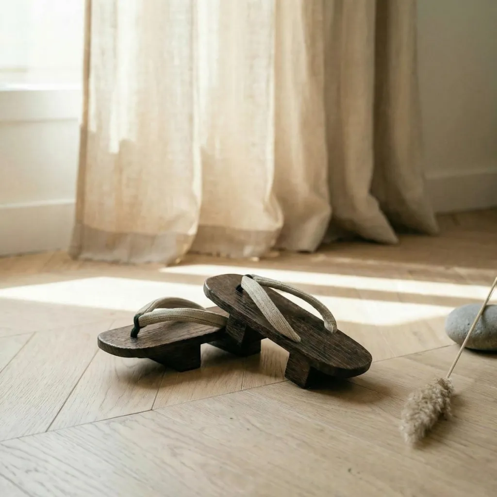 Men's Dark Wood Two-Tooth Geta Sandals — a piece designed for serenity