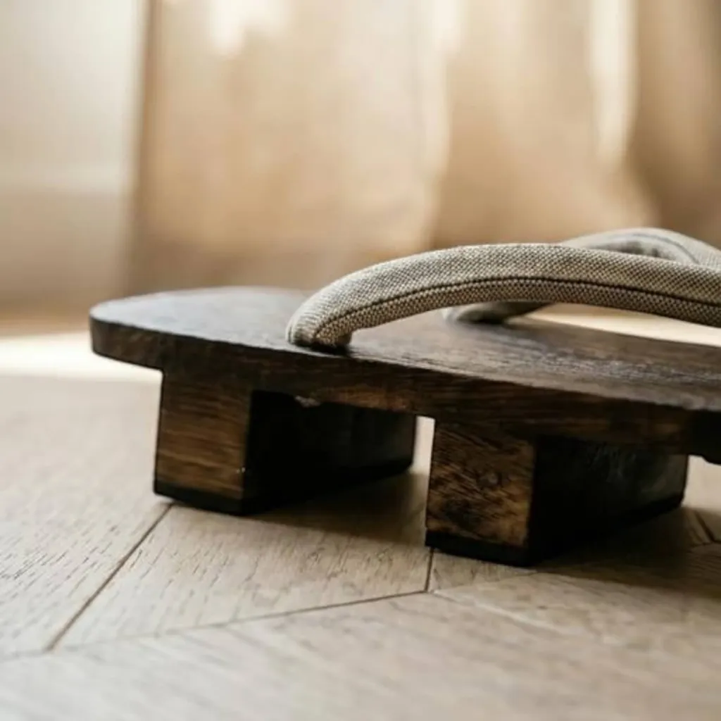 Men's Dark Wood Two-Tooth Geta Sandals — where minimalism meets durability