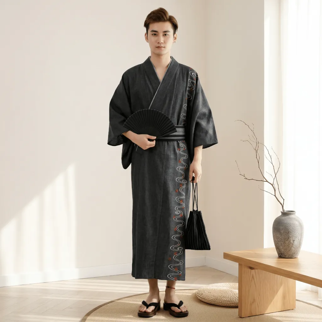 Men's Embroidered Yukata Set