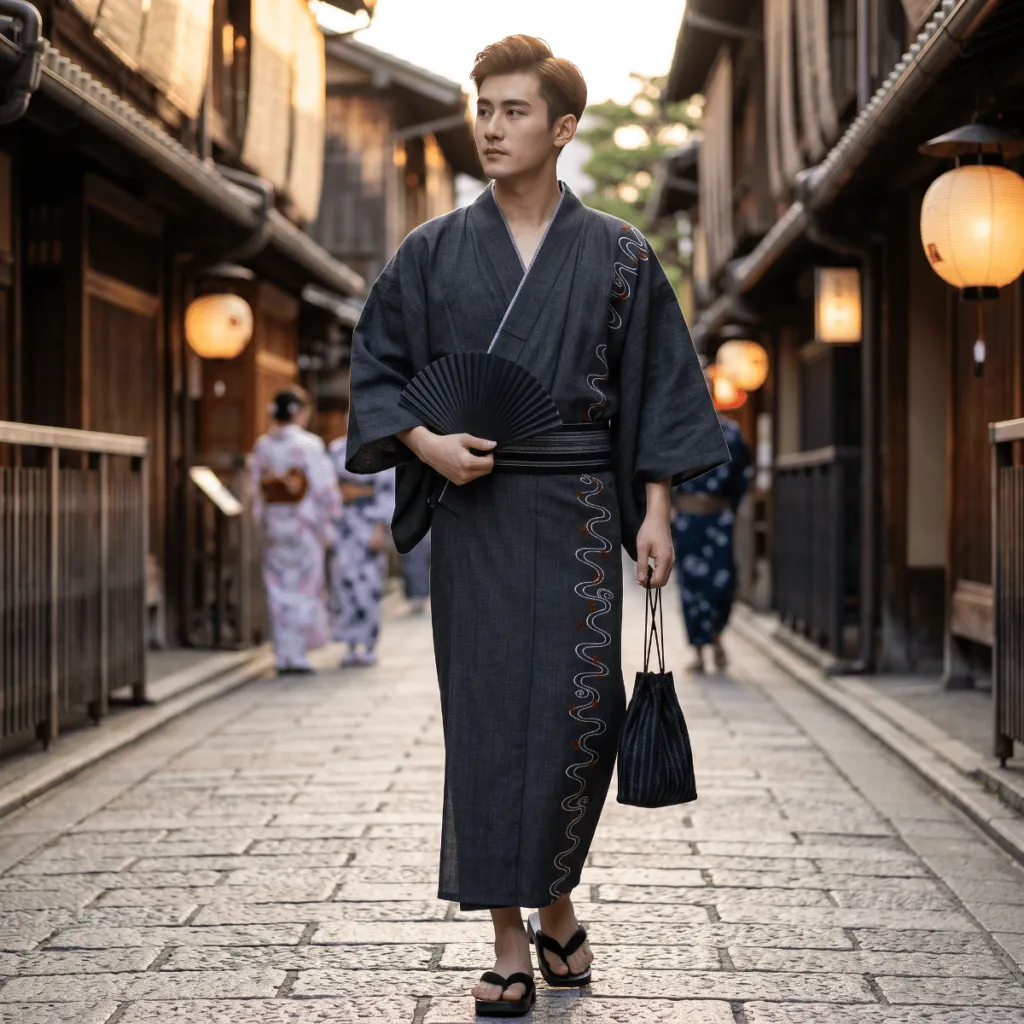 Men's Embroidered Yukata Set — where minimalism meets durability