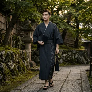 Men's Embroidered Yukata Set — view 4