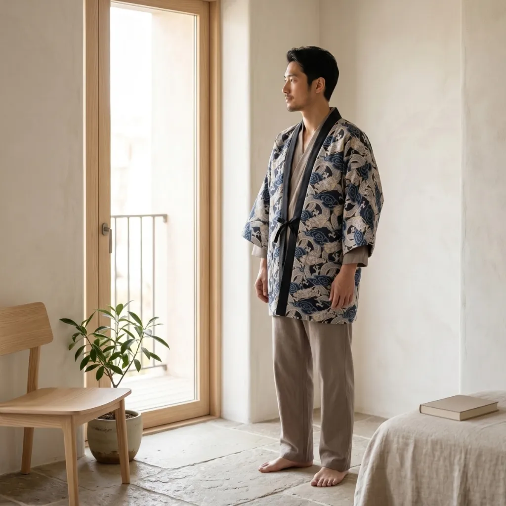 Men's Hanten Jacket with Dragon Print — flexible, beautiful styling