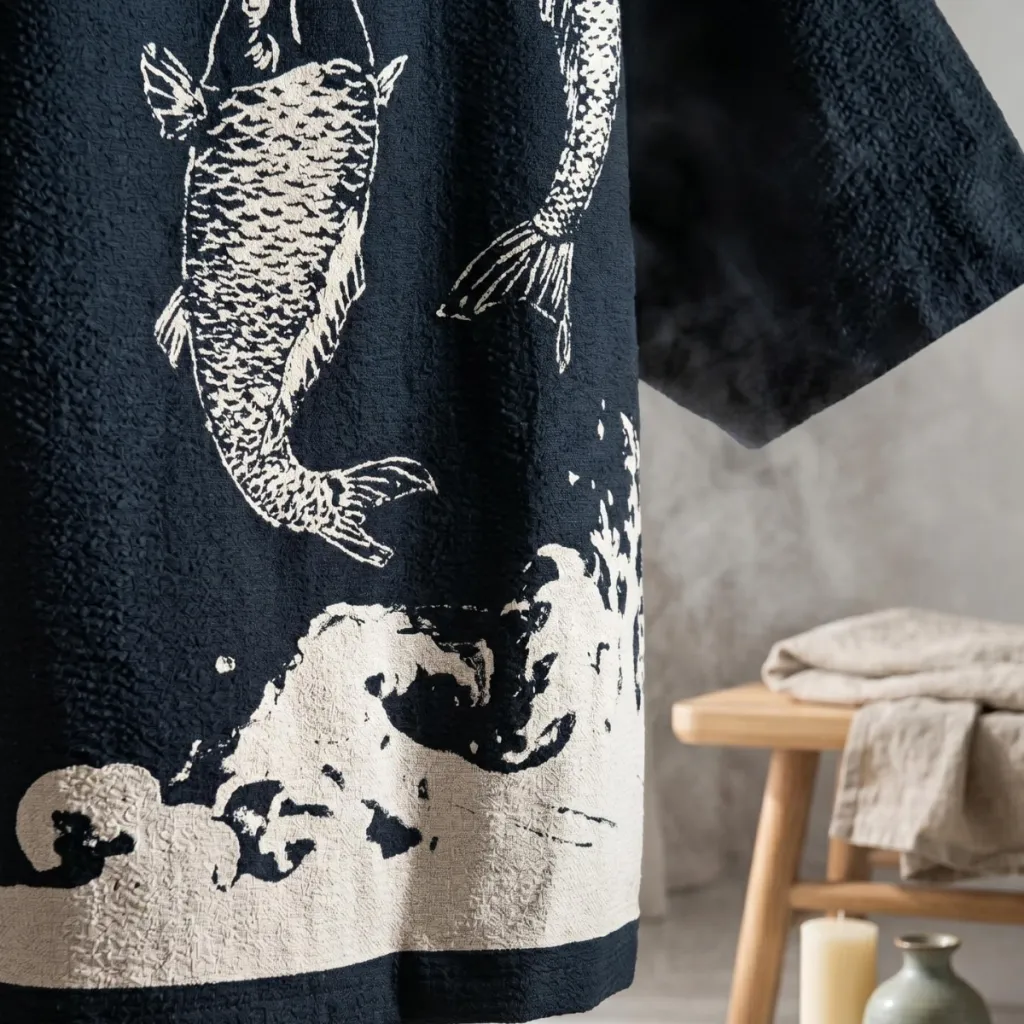 Men's Hanten Jacket with Fish Print on the Back — where minimalism meets durability