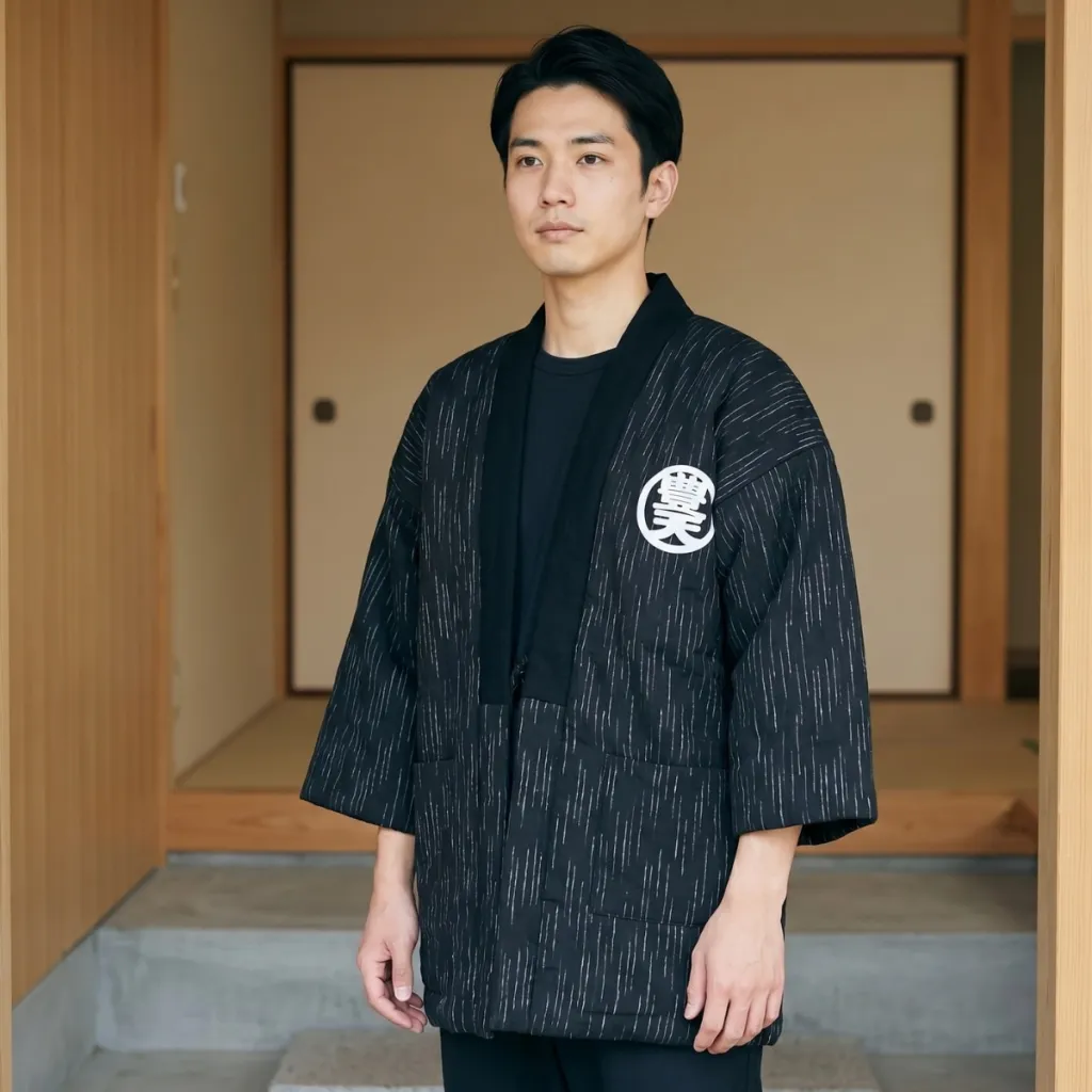 Men's Hanten Jacket with Prosperity Symbol