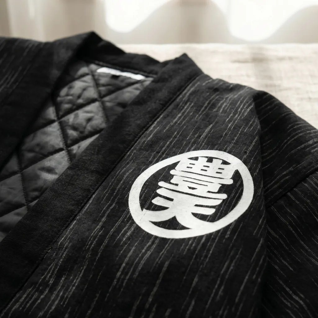 Men's Hanten Jacket with Prosperity Symbol — a piece designed for serenity
