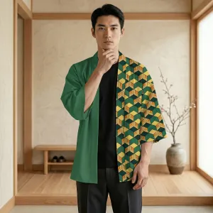Men's Haori Jacket with Geometric Pattern — view 1