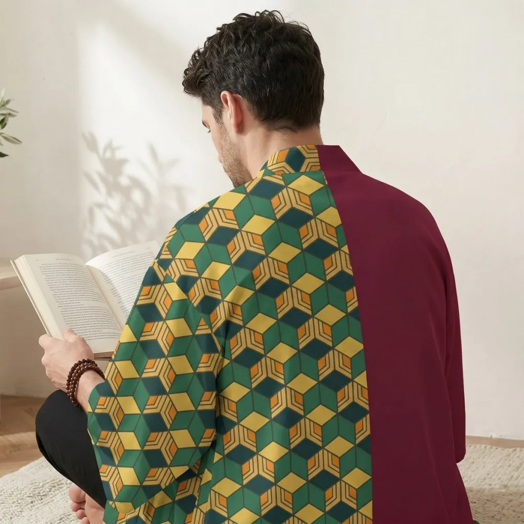 Men's Haori Jacket with Geometric Pattern — a piece designed for serenity