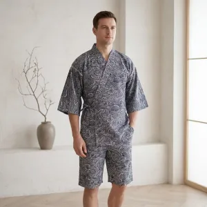Men's Jinbei with Hokusai Wave Print — view 1