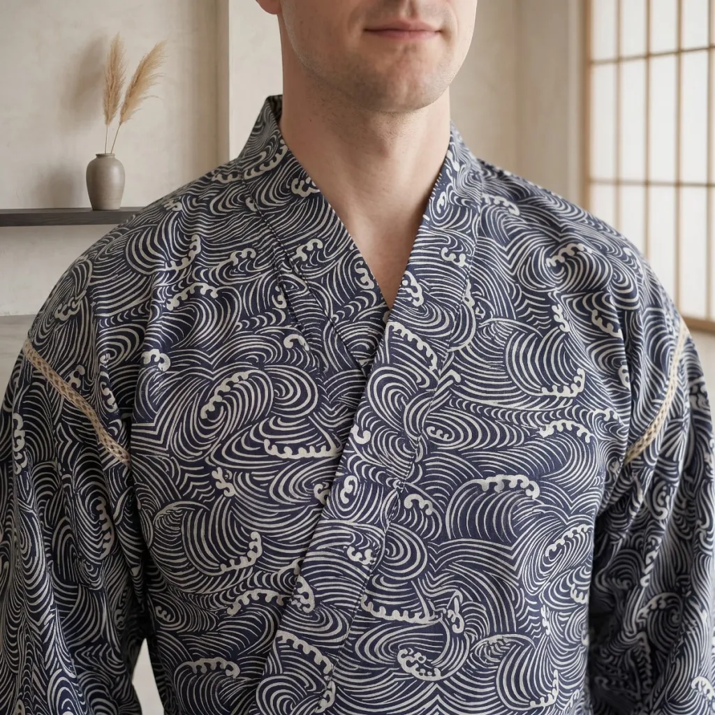 Men's Jinbei with Hokusai Wave Print — where minimalism meets durability