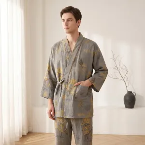 Men's Japanese Landscape Print Jinbei — view 1