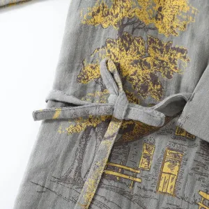 Men's Japanese Landscape Print Jinbei — view 6