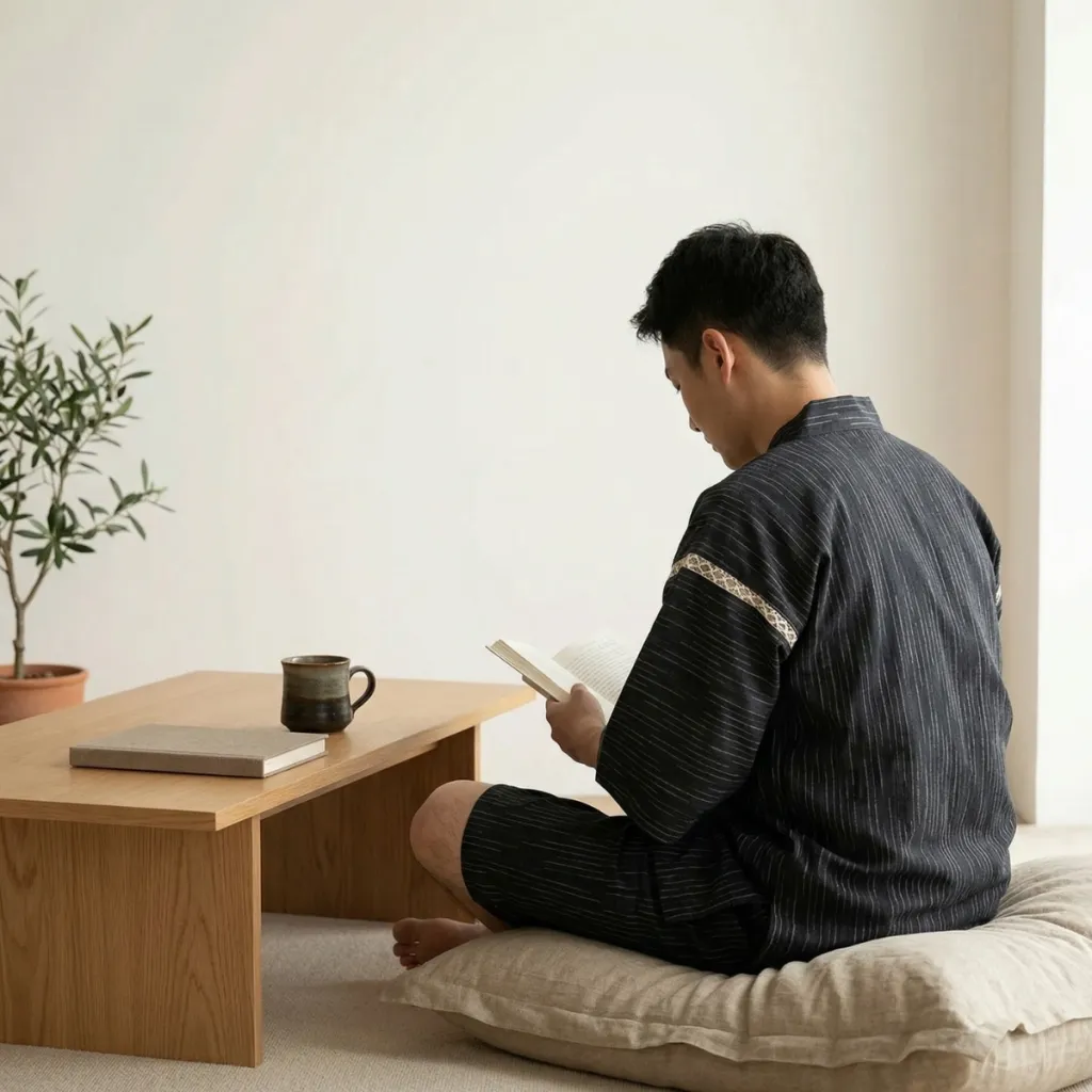 Men's Japanese Fine Stripe Pajama Set with Shorts — a piece designed for serenity