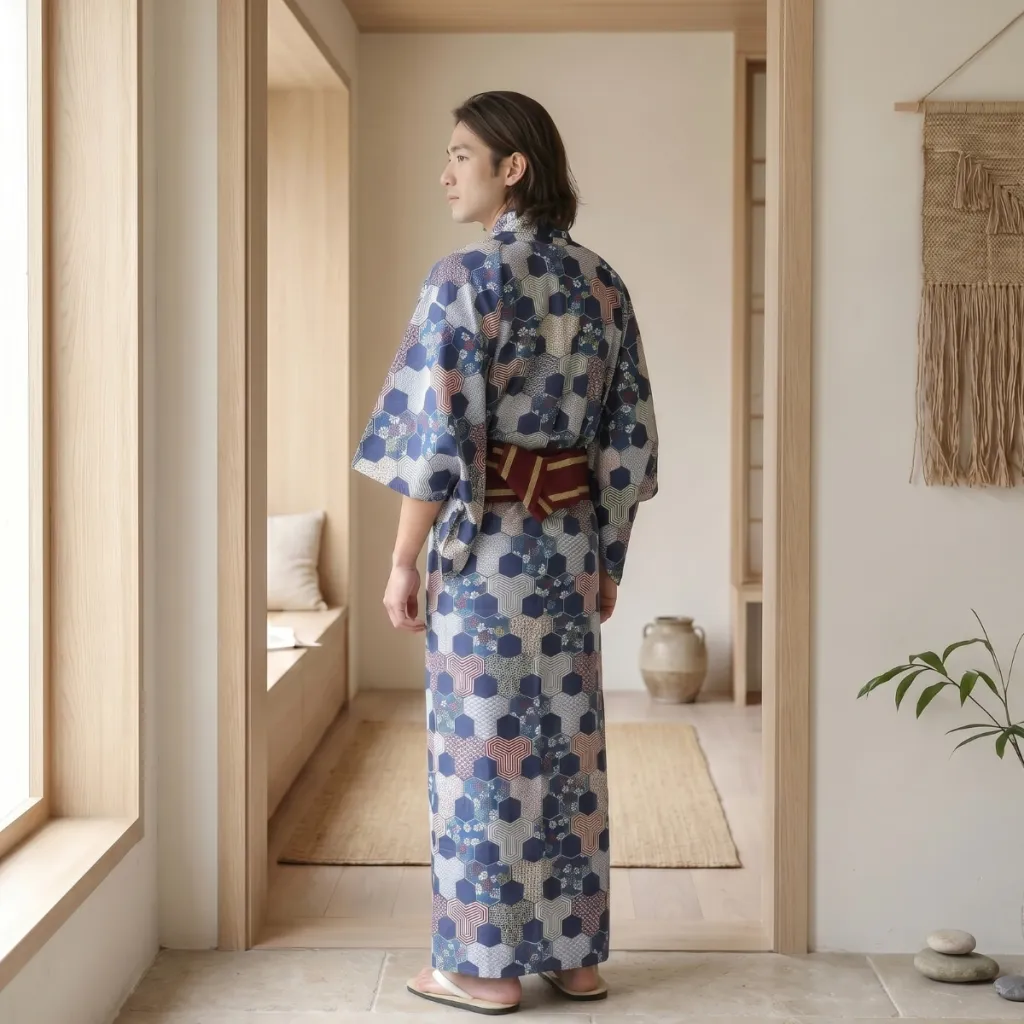 Men's Kimono with Traditional Geometric Pattern — a piece designed for serenity