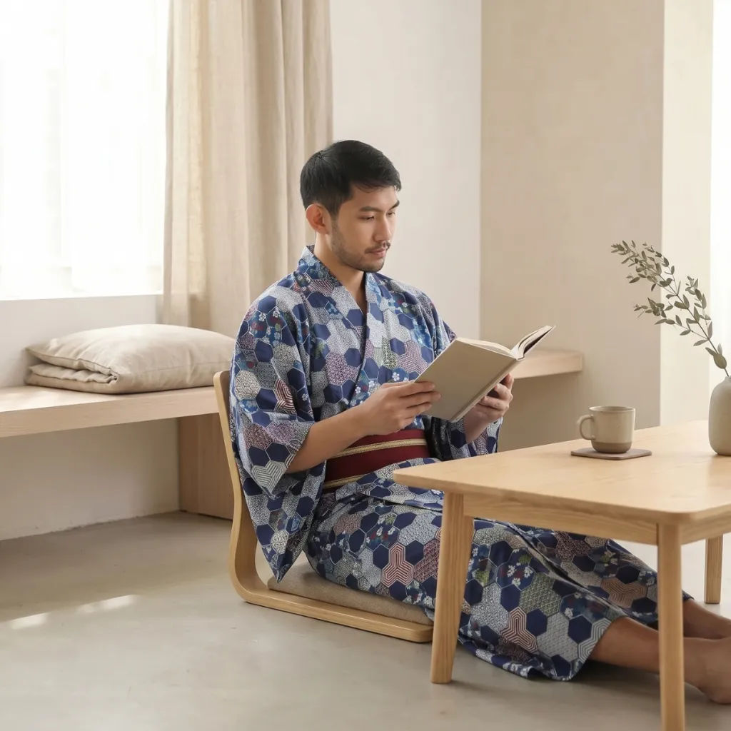 Men's Kimono with Traditional Geometric Pattern — flexible, beautiful styling