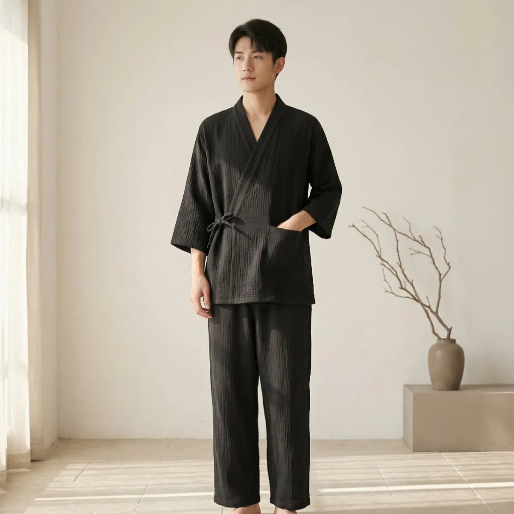 Men's Lightweight Textured Cotton Jinbei