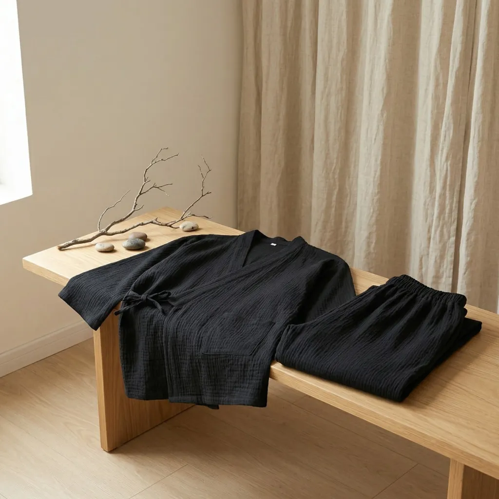 Men's Lightweight Textured Cotton Jinbei — a piece designed for serenity