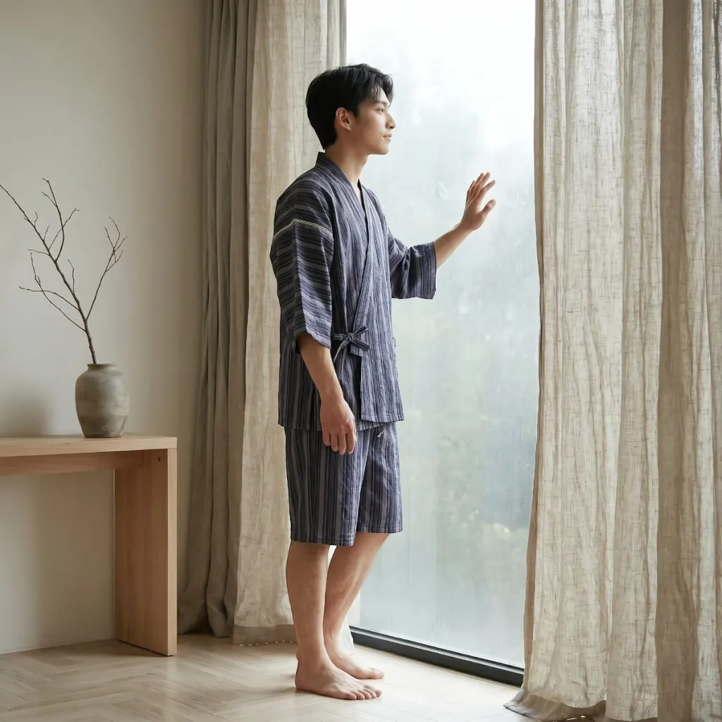 Men's Oversized Striped Cotton Jinbei — where minimalism meets durability