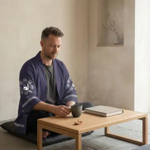 Men's Purple Haori Jacket with Yin Yang Symbol — view 4