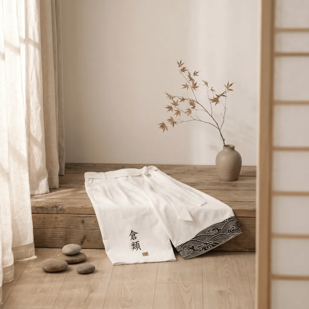 Men's Short Japanese Linen Pants with Calligraphy Print — a piece designed for serenity