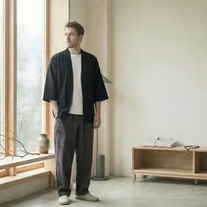 Men's Solid Color Haori Jacket — view 3