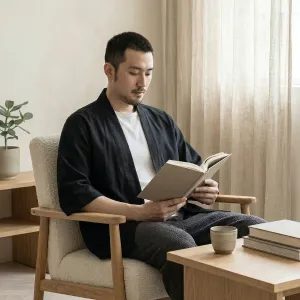 Men's Solid Color Haori Jacket — view 4