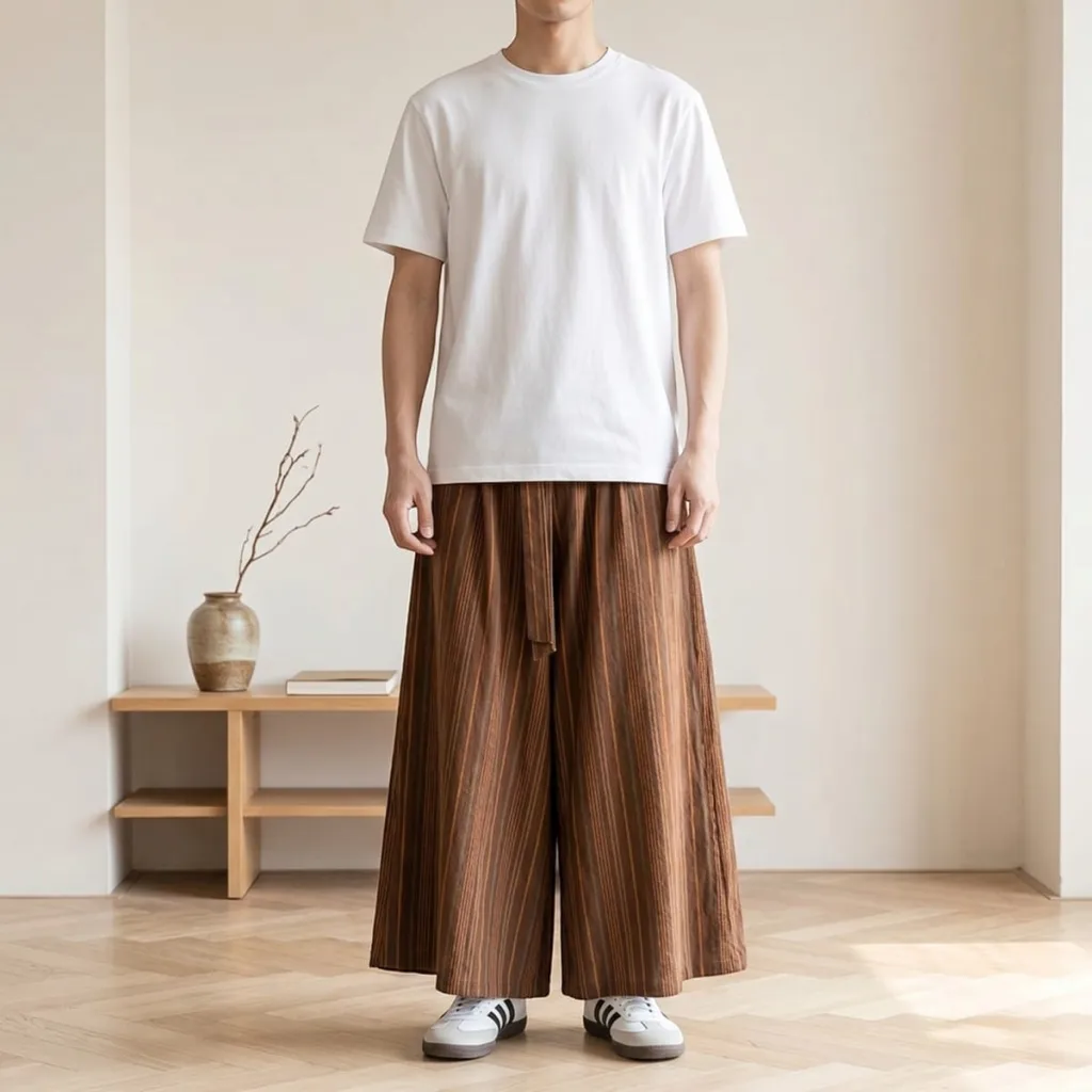 Men's Striped Hakama Japanese Pants — where minimalism meets durability