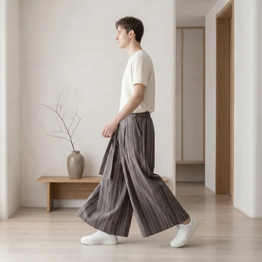 Men's Striped Hakama Japanese Pants — flexible, beautiful styling