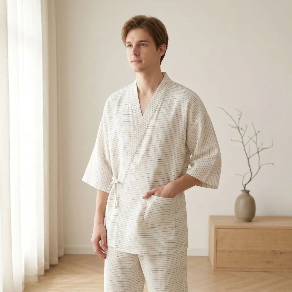 Men's Textured Short-Sleeve Jinbei Set