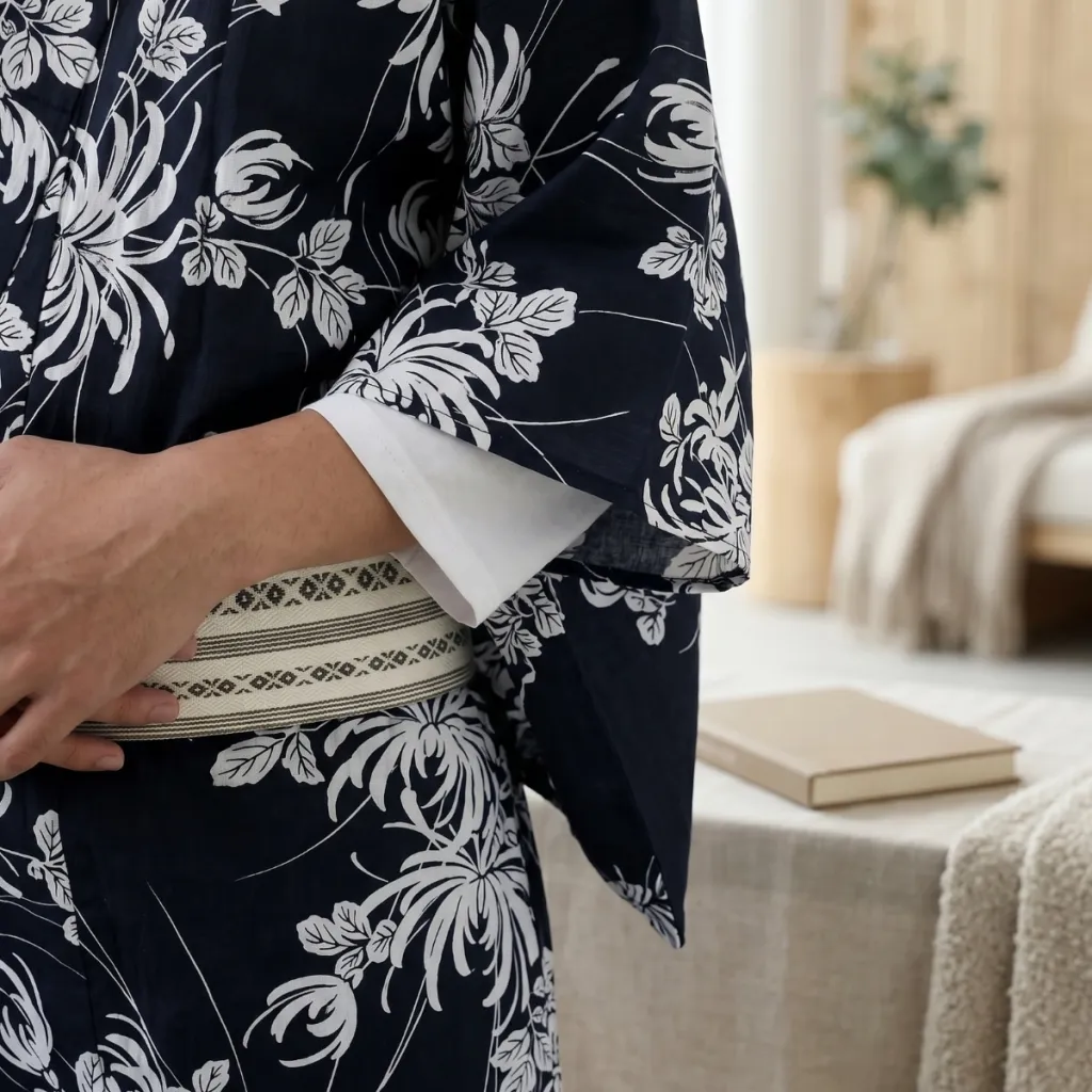 Men's Traditional Blue and White Floral Kimono — a piece designed for serenity
