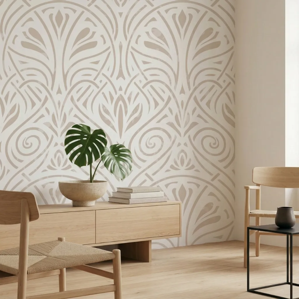 Minimalist Japanese Wallpaper with Arabesque Pattern — a piece designed for serenity
