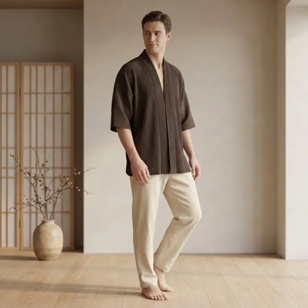 Minimalist Japanese Jacket with Pleated Fabric
