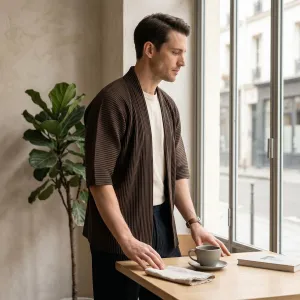 Minimalist Japanese Jacket with Pleated Fabric — view 3