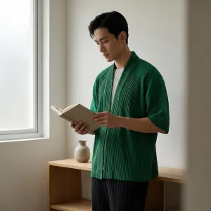 Minimalist Japanese Jacket with Pleated Fabric — view 4