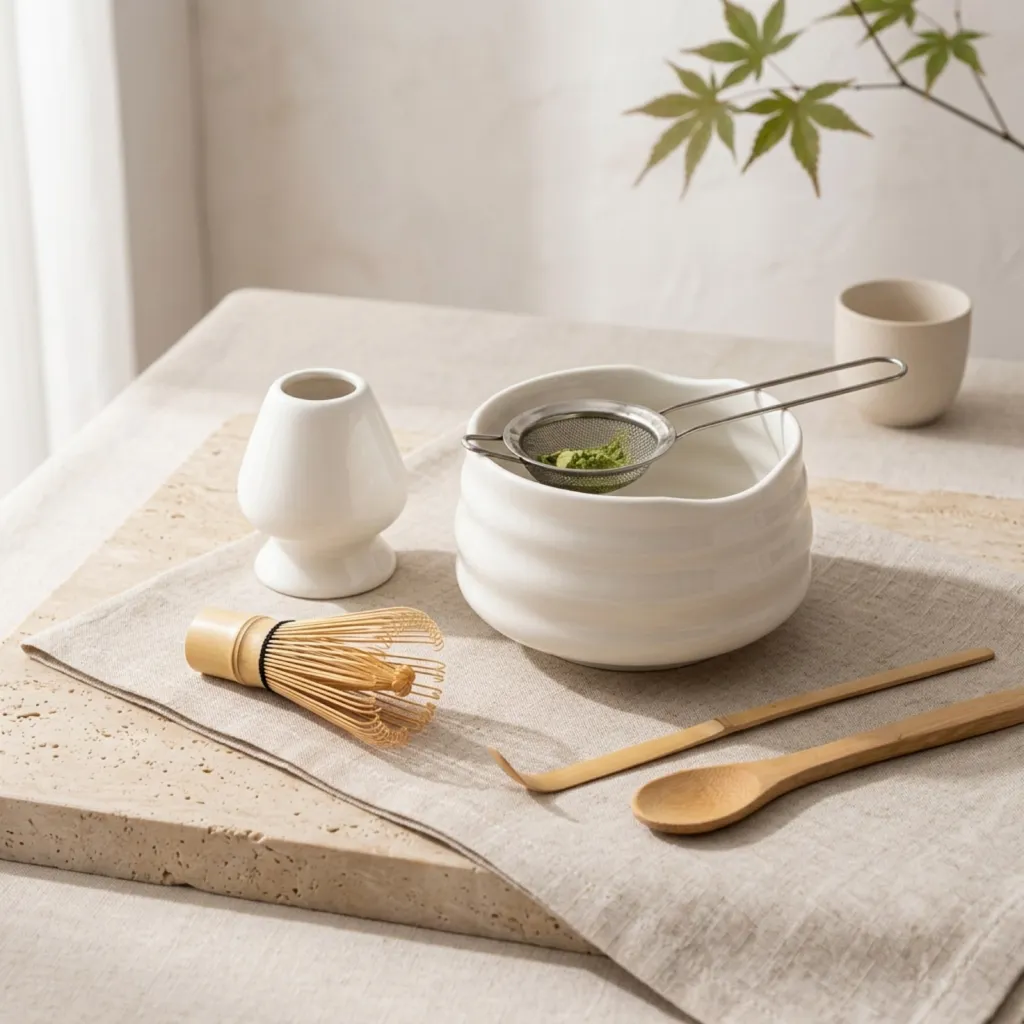 Minimalist White Ceramic Japanese Matcha Bowl