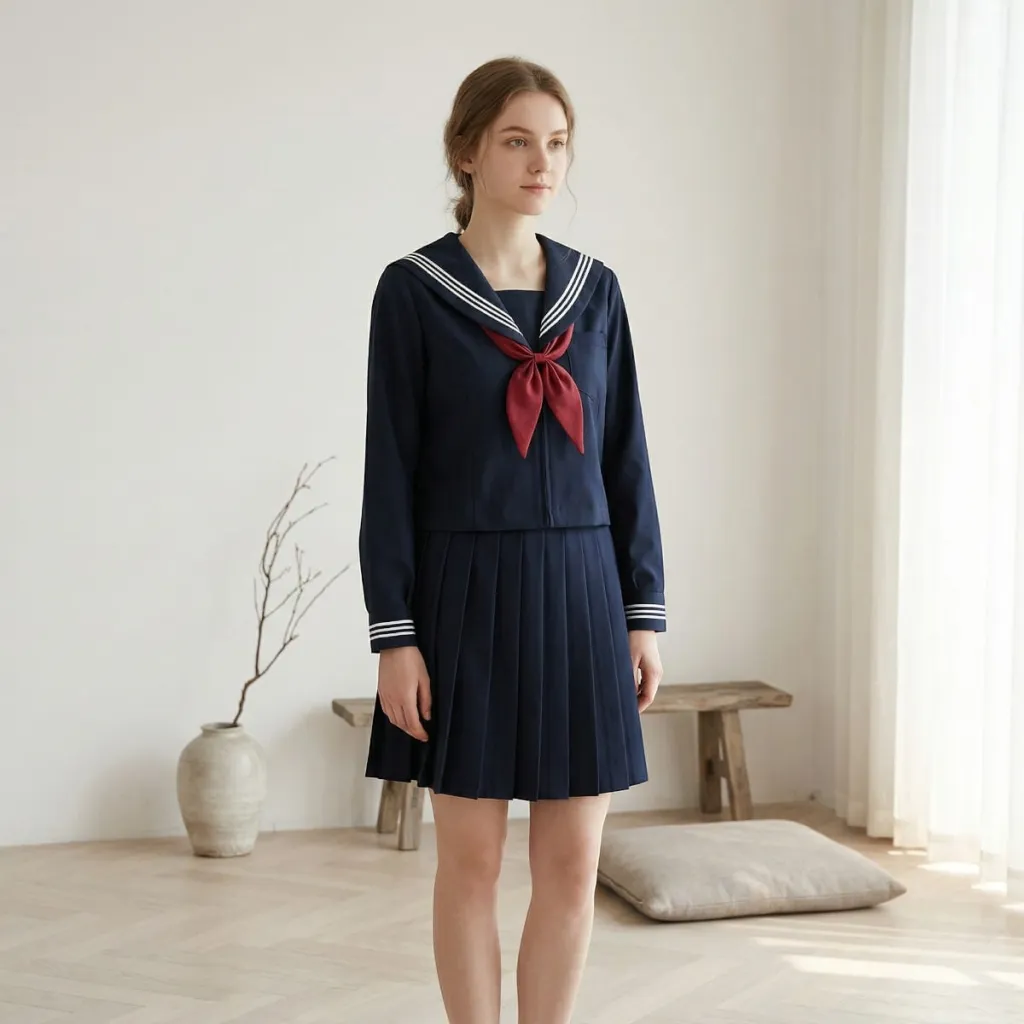 Navy Blue Japanese School Uniform for Girls — a piece designed for serenity