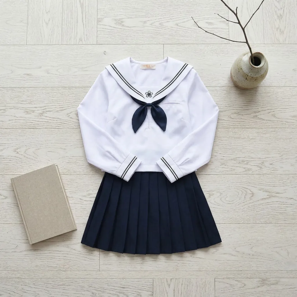 Navy Tie Japanese School Uniform for Girls — a piece designed for serenity