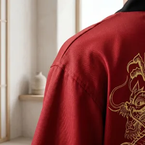 Red Men's Kimono with Dragon Print — view 3