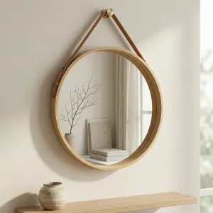 Round Japandi Mirror with Strap — view 3
