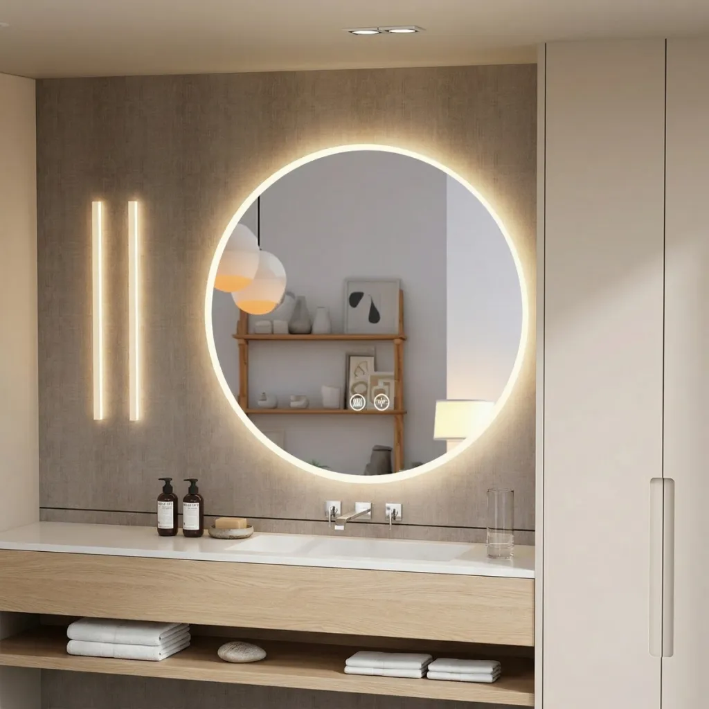 Round Smart Japandi Mirror with LED Lighting — where minimalism meets durability