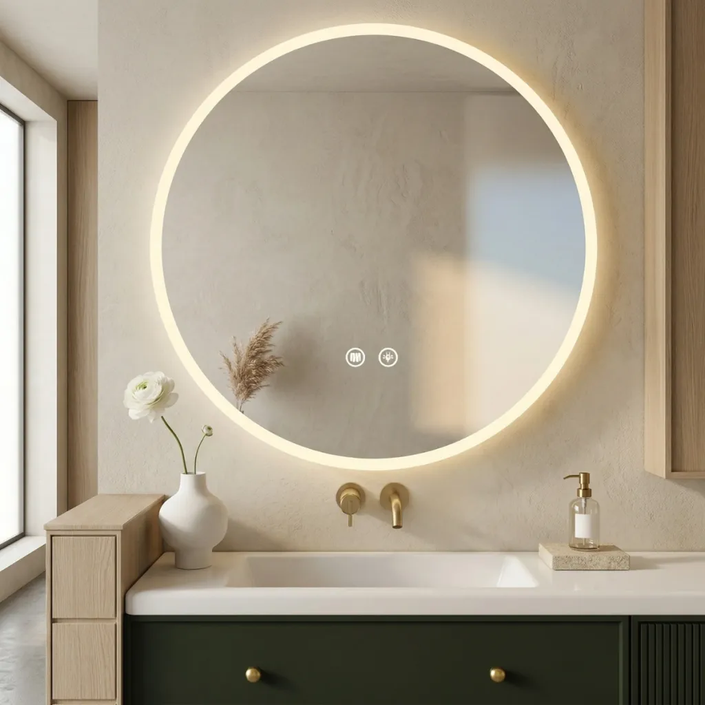 Round Smart Japandi Mirror with LED Lighting — flexible, beautiful styling