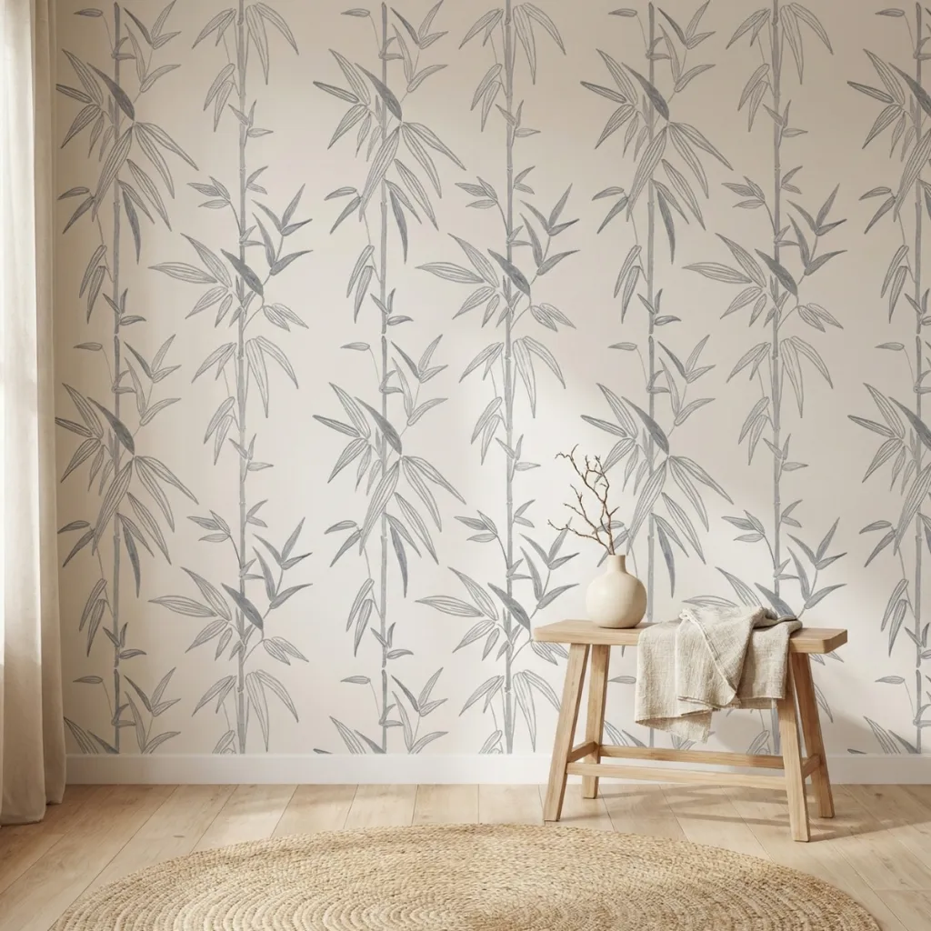 Self-Adhesive Japanese Wallpaper with Minimalist Bamboo Print