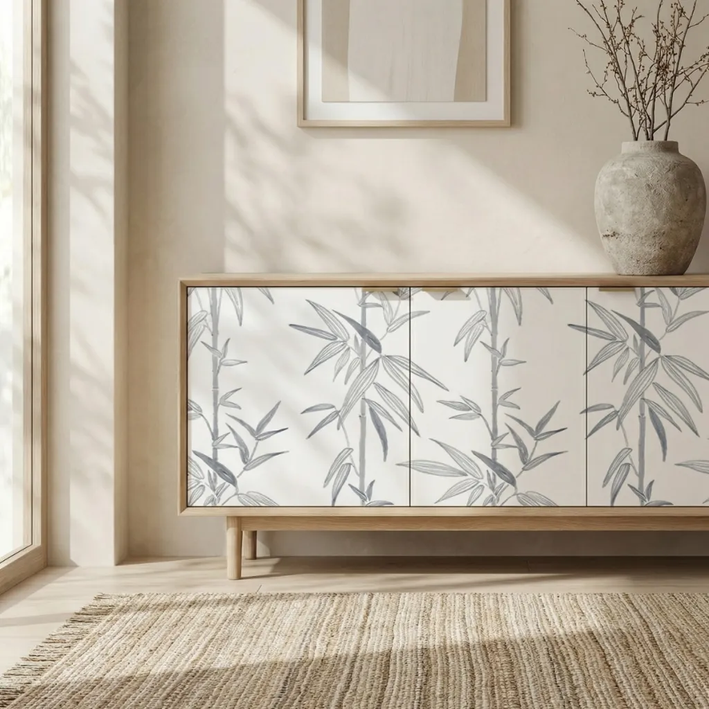 Self-Adhesive Japanese Wallpaper with Minimalist Bamboo Print — where minimalism meets durability