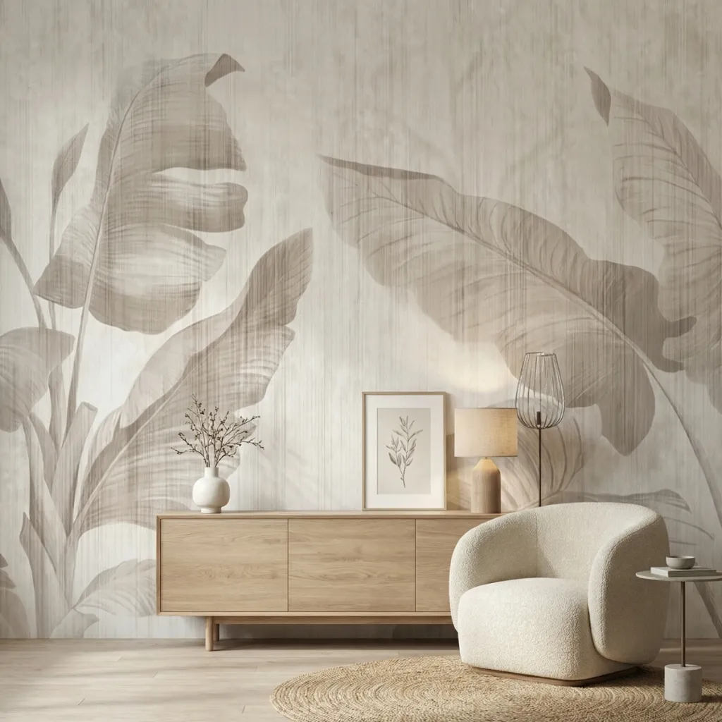 Self-Adhesive Japanese Wallpaper, Tropical Leaf Print