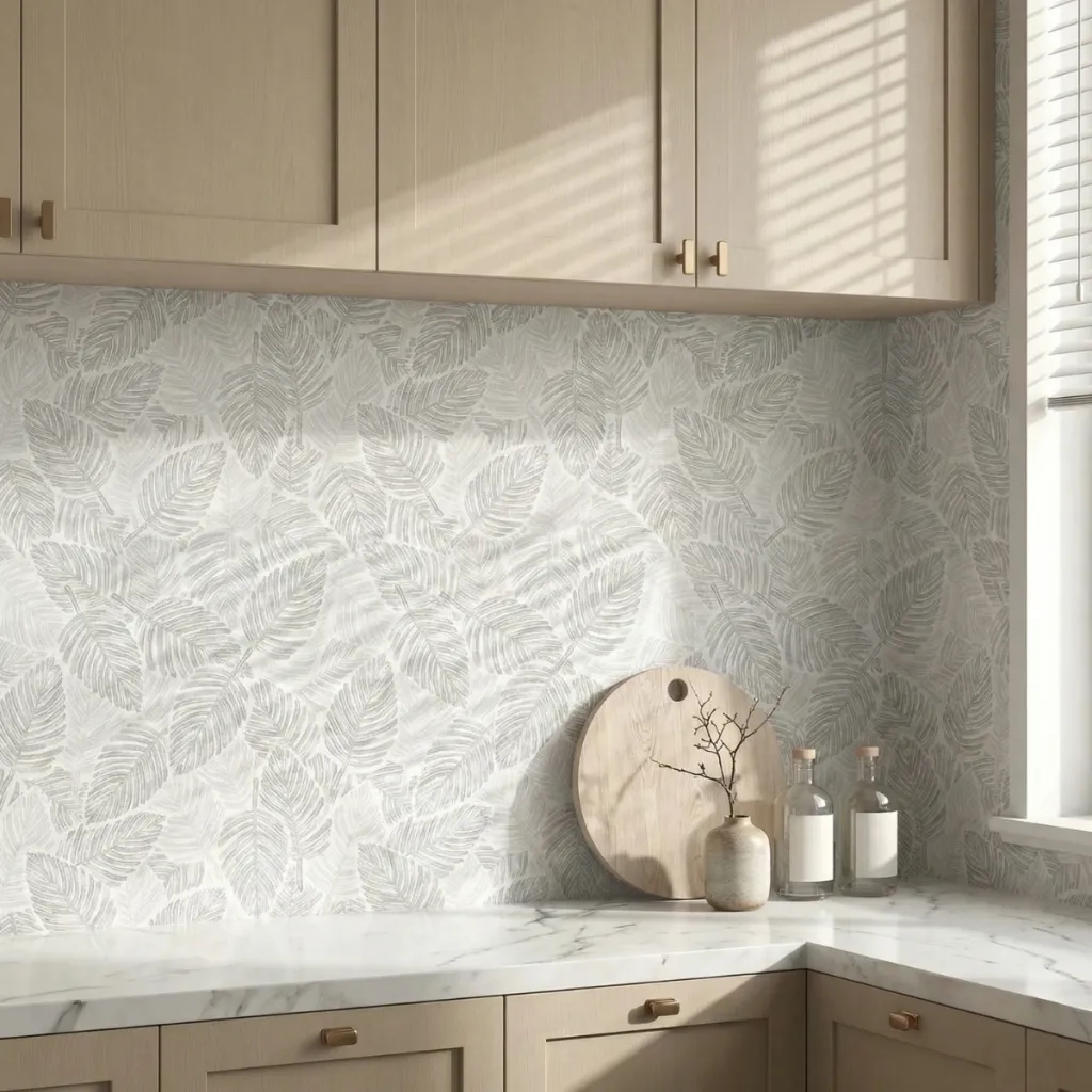 Self-Adhesive Japanese Wallpaper, Watercolor Leaf Print — a piece designed for serenity