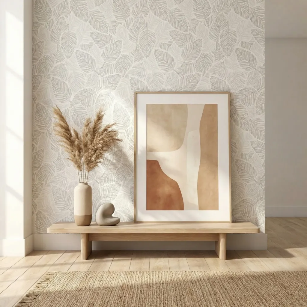 Self-Adhesive Japanese Wallpaper, Watercolor Leaf Print — where minimalism meets durability