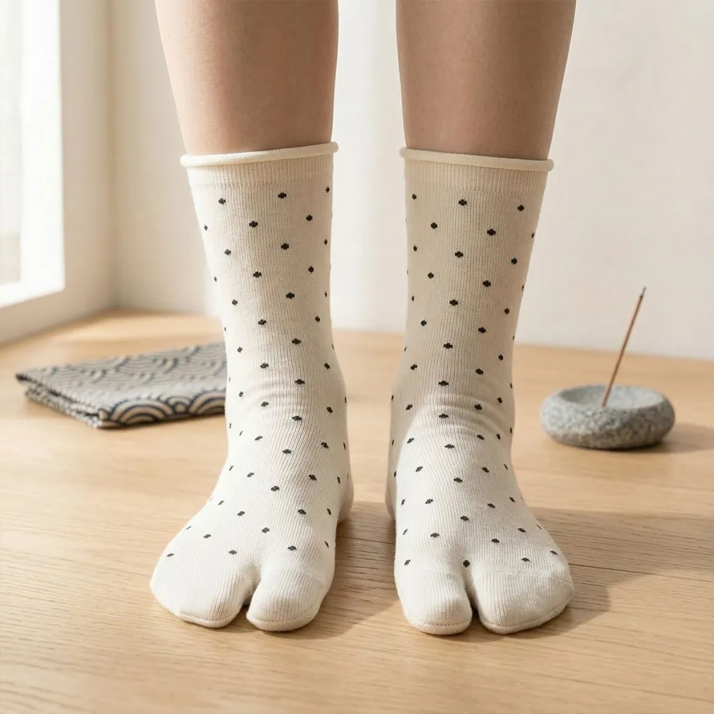Set of 2 Pairs of Polka Dot Japanese Socks