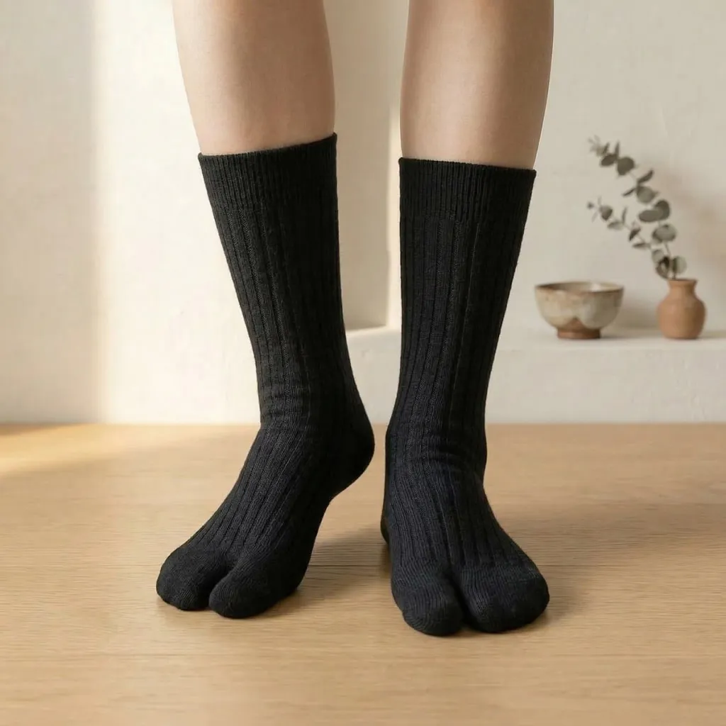 Set of 4 Pairs of Long Striped Japanese Socks