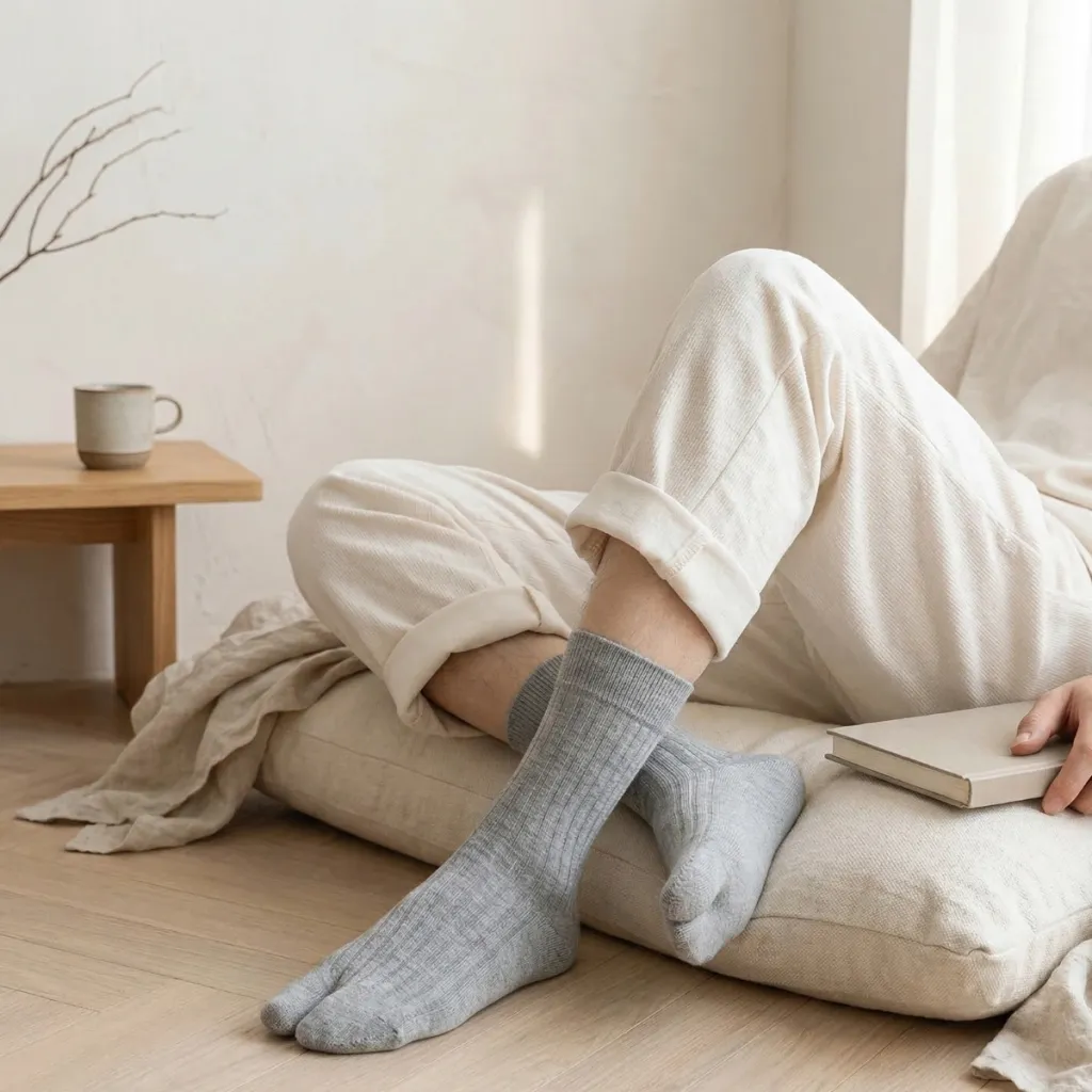 Set of 4 Pairs of Long Striped Japanese Socks — flexible, beautiful styling