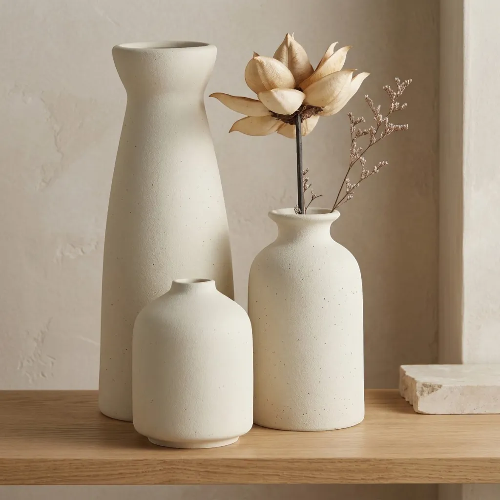 Set of 3 Modern Ceramic Vases — a piece designed for serenity
