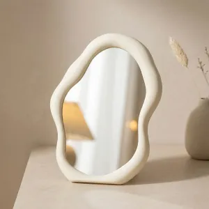 Small Standing Japandi Mirror with Organic Shape — view 1